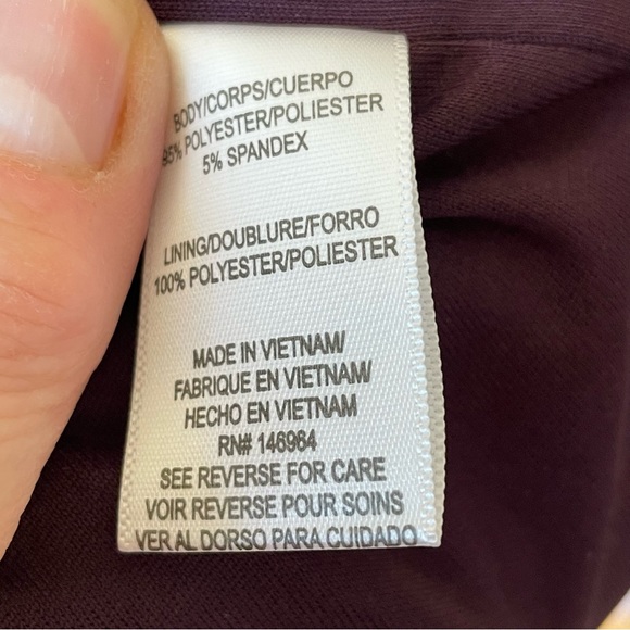 Donna Ricco Sleeveless Sheath Dress Purple Cupcake Ruffle Hem Scuba Size 14 - Picture 8 of 9